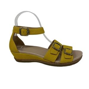 Dansko Astrid Leather Wedge Yellow Sandal